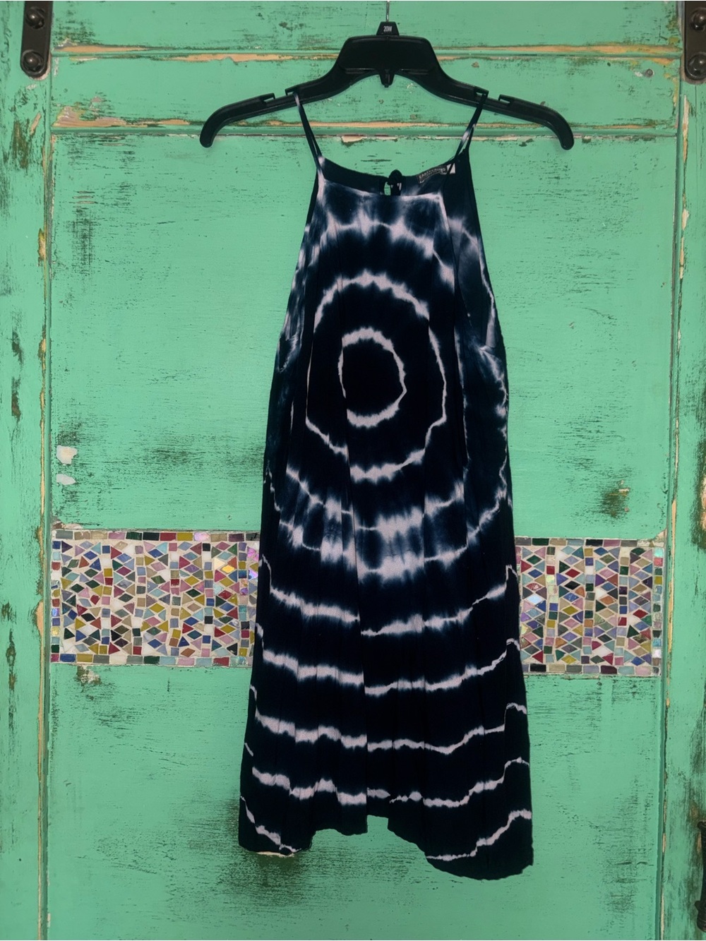 EARTHBOUND Navy and White Spiral Tie-Dye Maxi Dress
